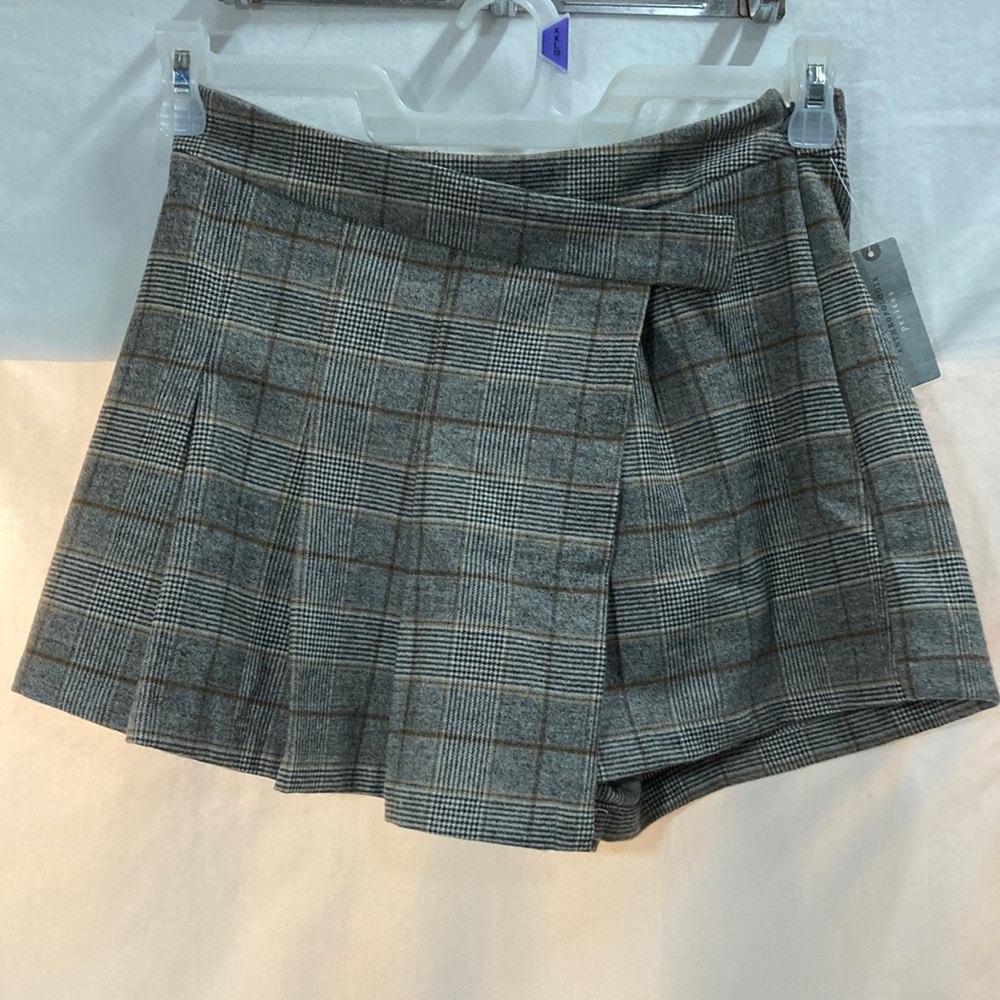 Anthropologie Gray Plaid Mini Skirt